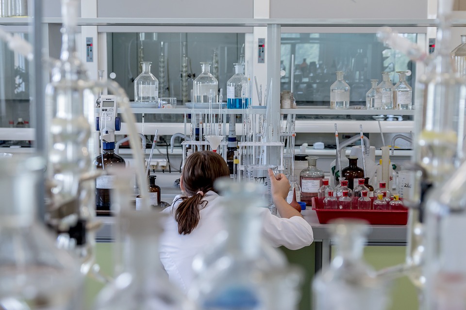 student in a lab